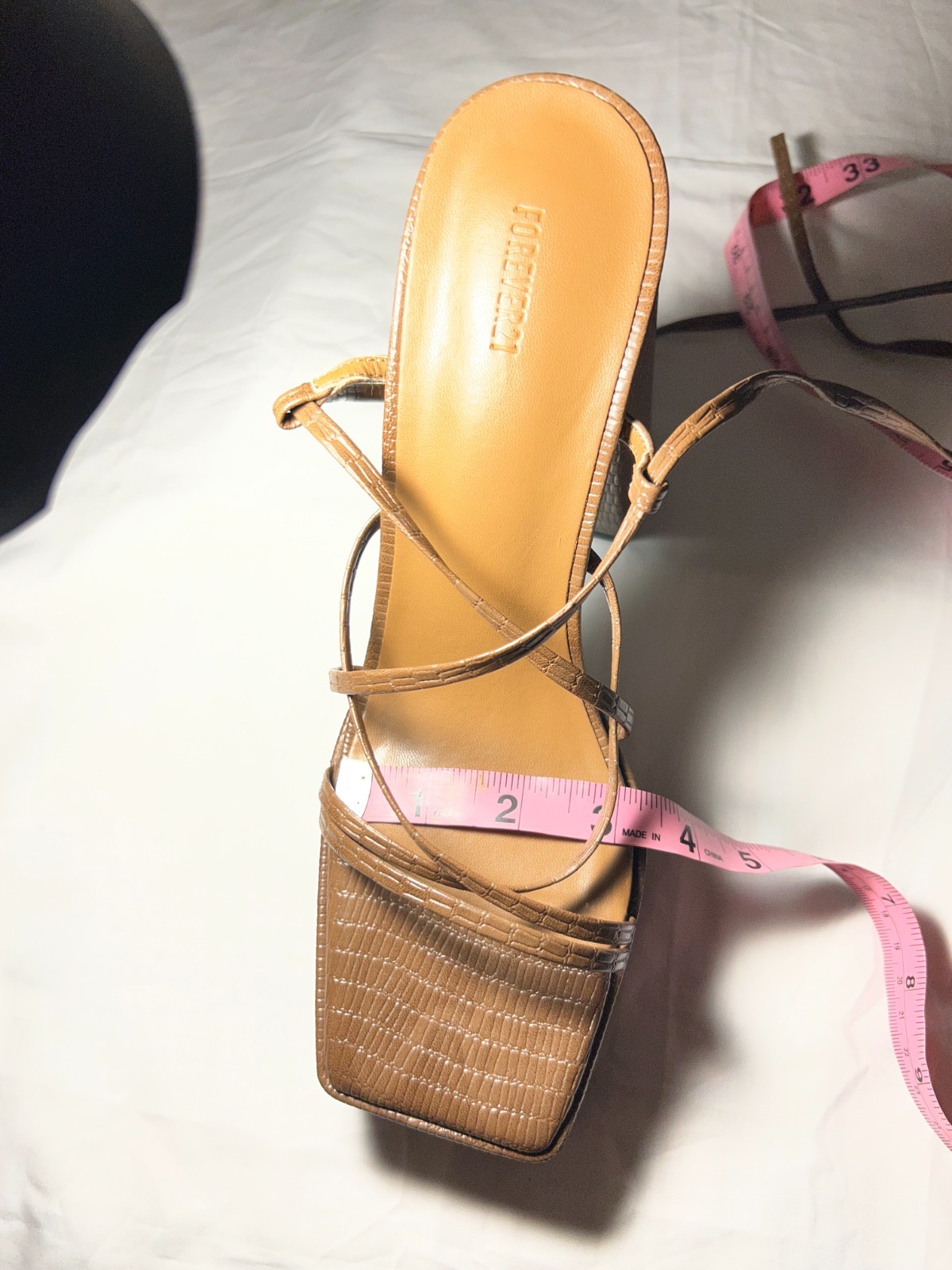Forever 21 Women’s 8.5 Brown Strappy Crocodile Embossed Block Platform Heel