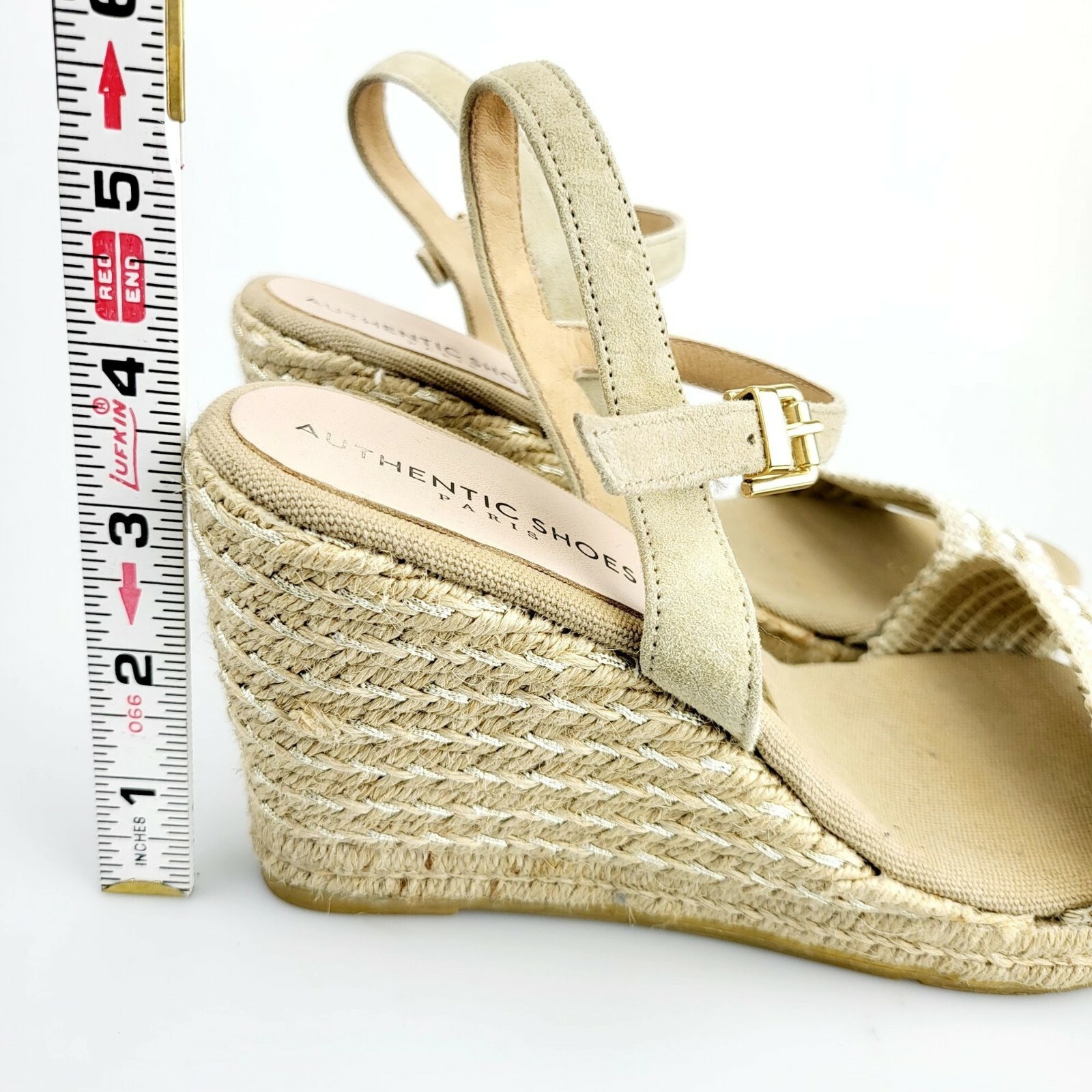 Boho Espadrille Wedge Sandals Womens 8 39 Tan Pearl Beaded Coastal Summer