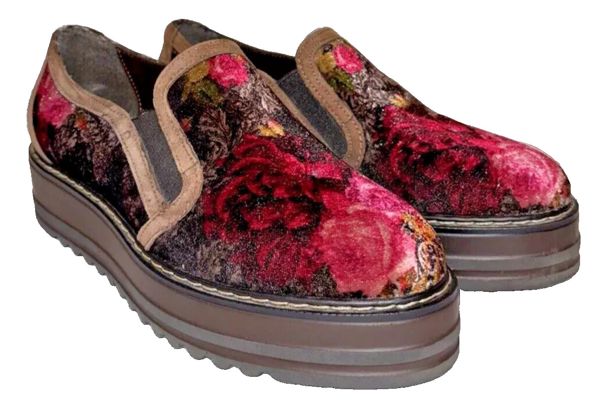 Summit By White Mountain Womens Leather Platform Loafers Pink Red Floral Size 6