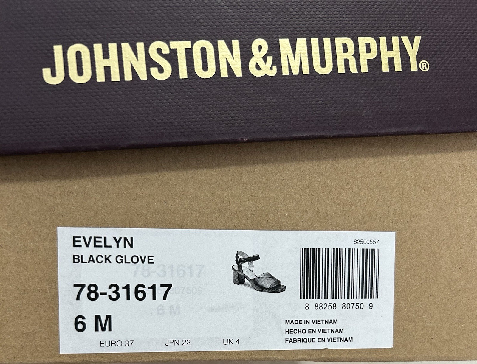 Johnston & Murphy Evelyn Heeled Sandals Black Glove leather Ankle Strap Size 6M