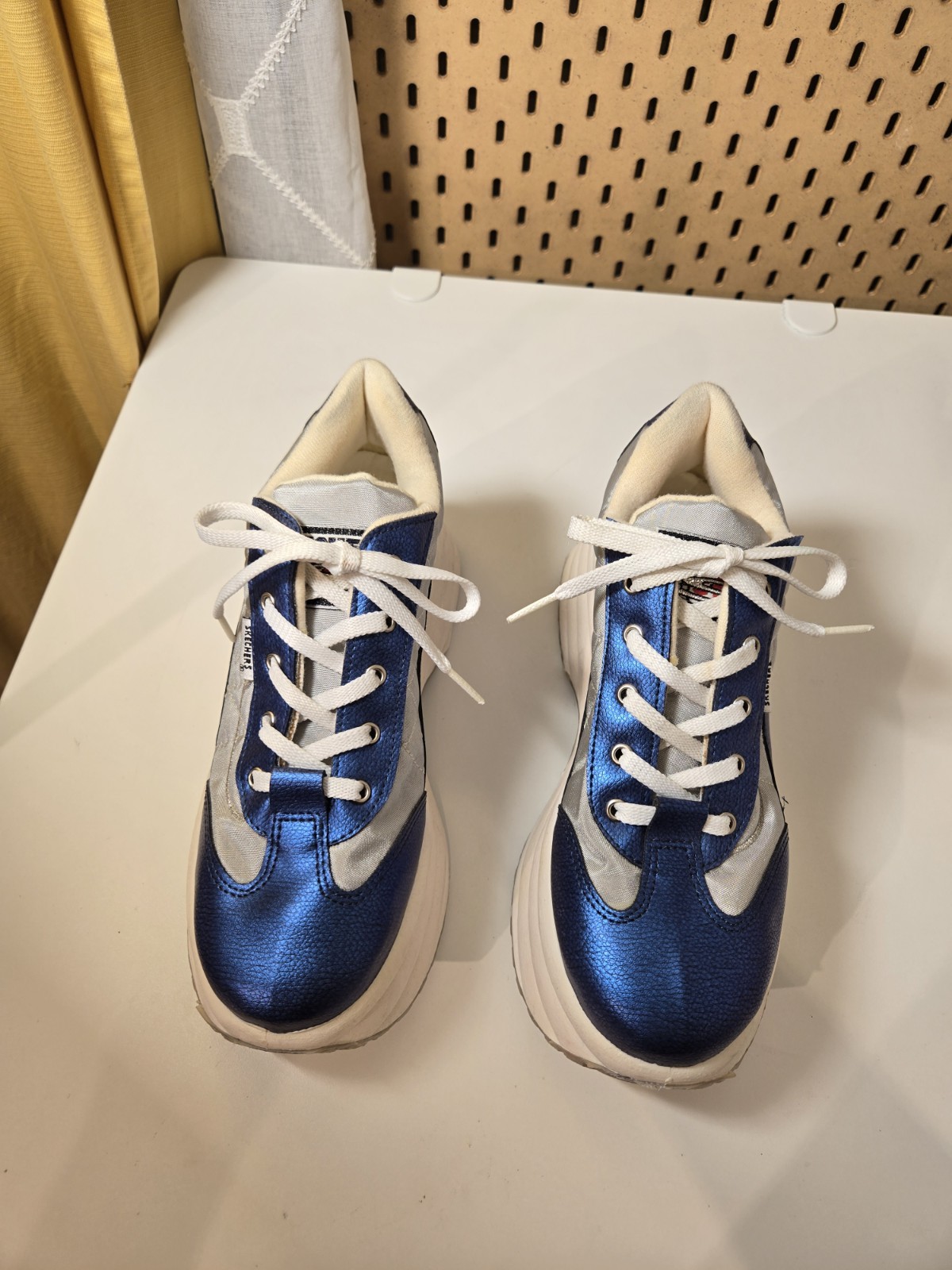 Vintage 90s Y2K Skechers Platform Sneakers Blue Sz9 (fits like 8) Bubble Sole