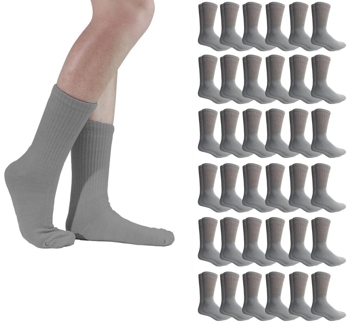36 Units of Women’s Premium Cotton Crew Socks Gray Size 9-11 – Womens Crew Sock