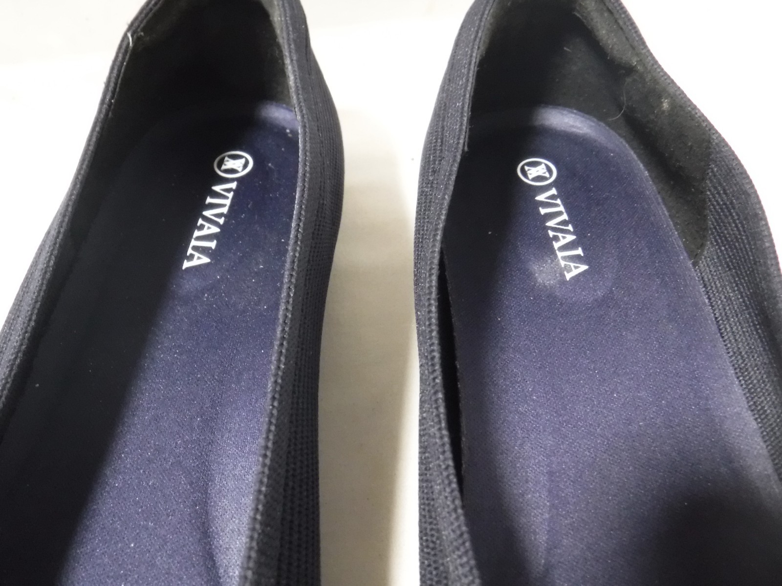 Women’s VIVAIA Margot Navy Blue V-Cut Ribbed Knit Square Toe Ballet Flats 38 7