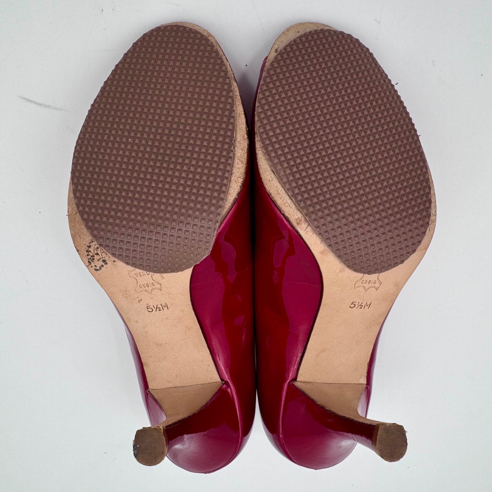 Antonio Melani Red Patent Leather Peep Toe Pumps Heels Size 5.5M