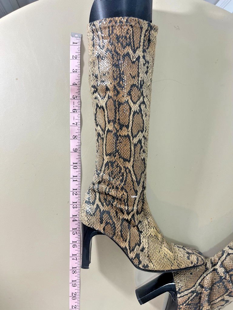 Vintage Y2K Zara Stretch Faux Snake Boots with Box Toe -EU 36-Made in Spain
