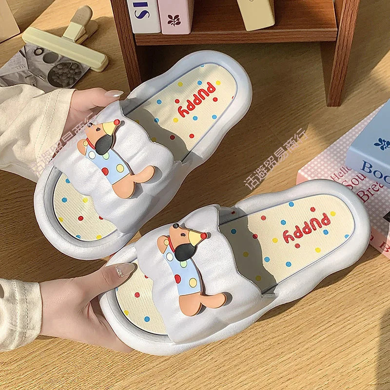 summer home color dots puppy slippers women’s non-slip and deodorant bathroom th