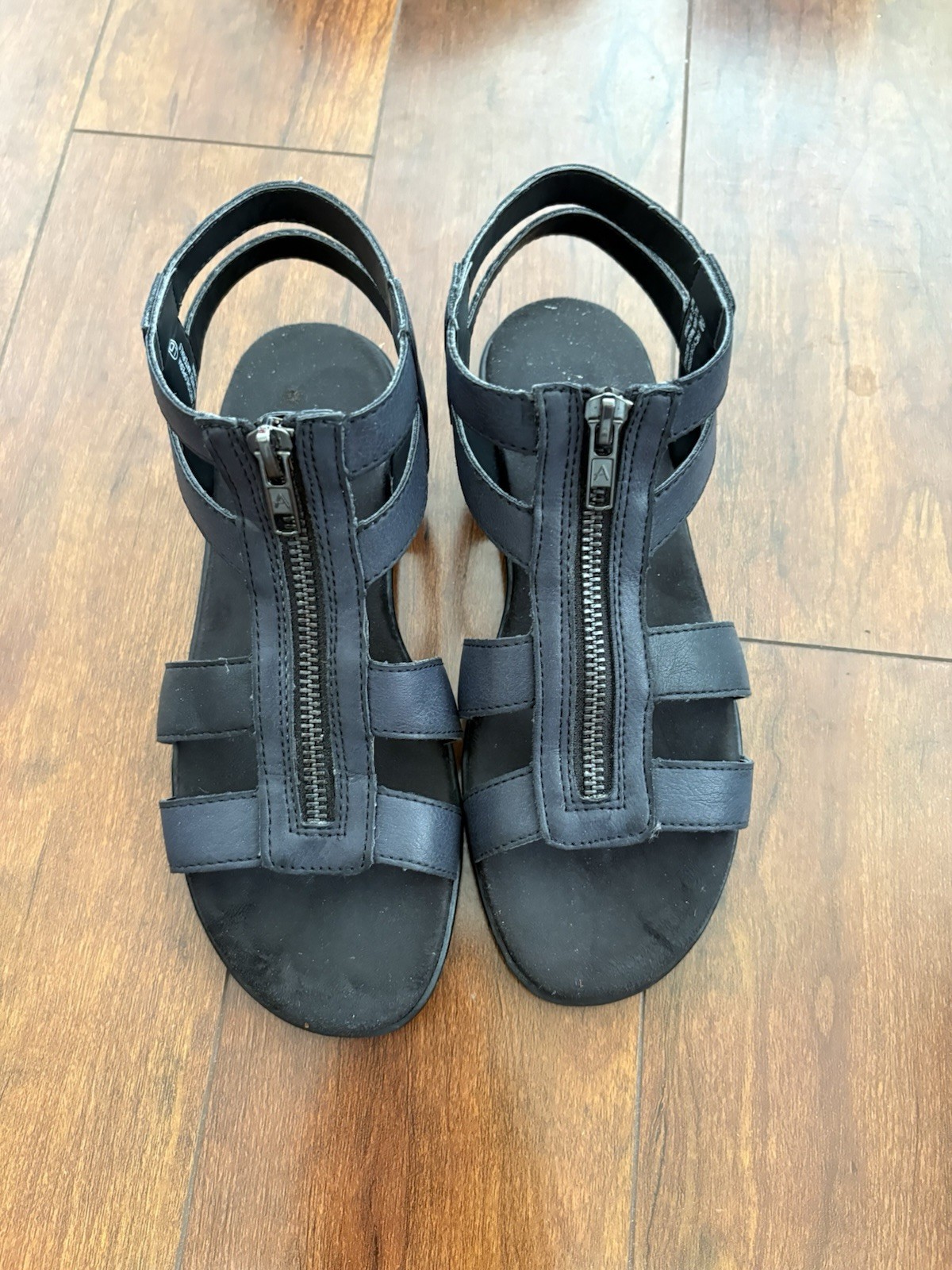 Aerosoles Zipper Strap Memory Foam Flats Black Womens Size 6