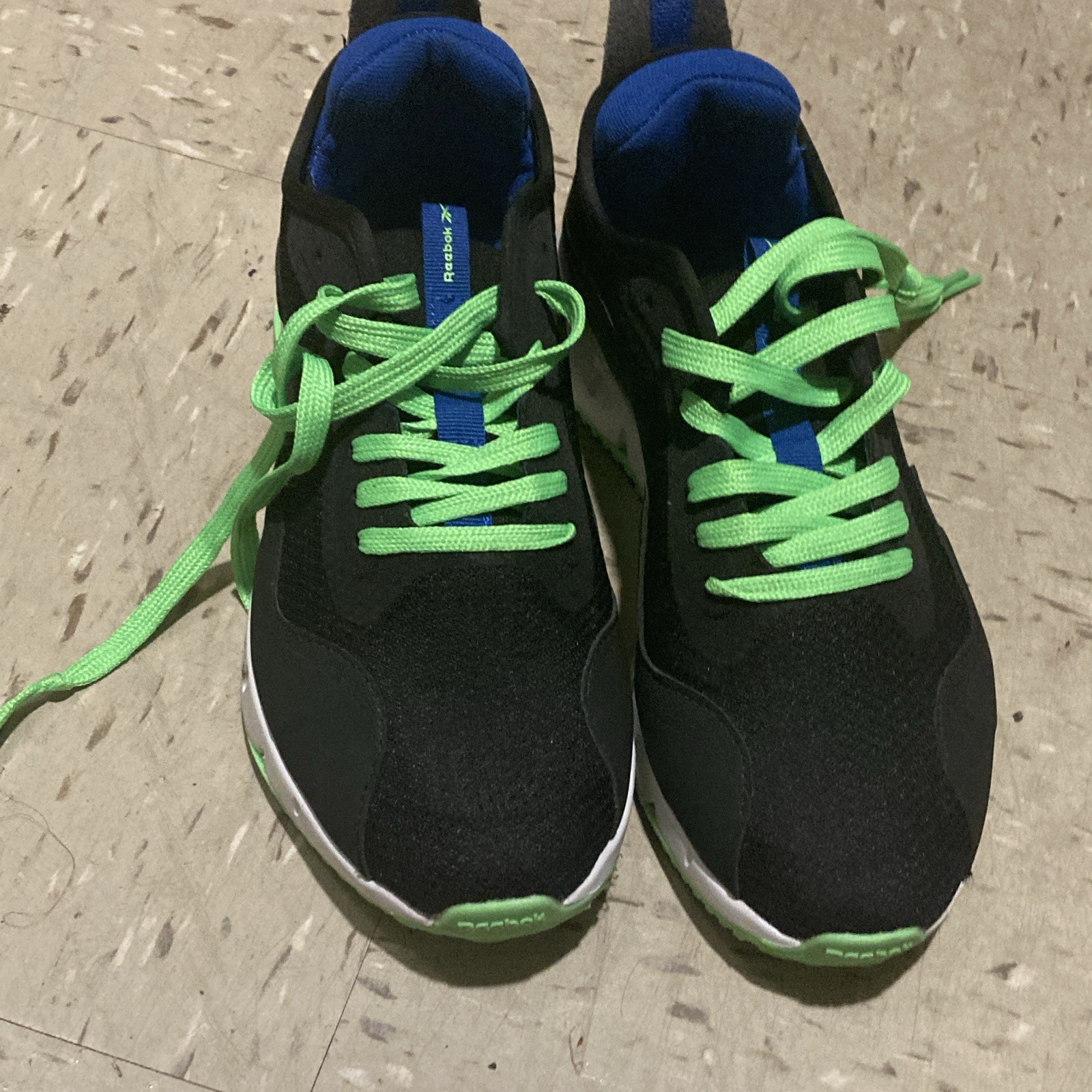 Reebok Men’s Low Top Athletic Sneaker Black Green Blue White Lace Up