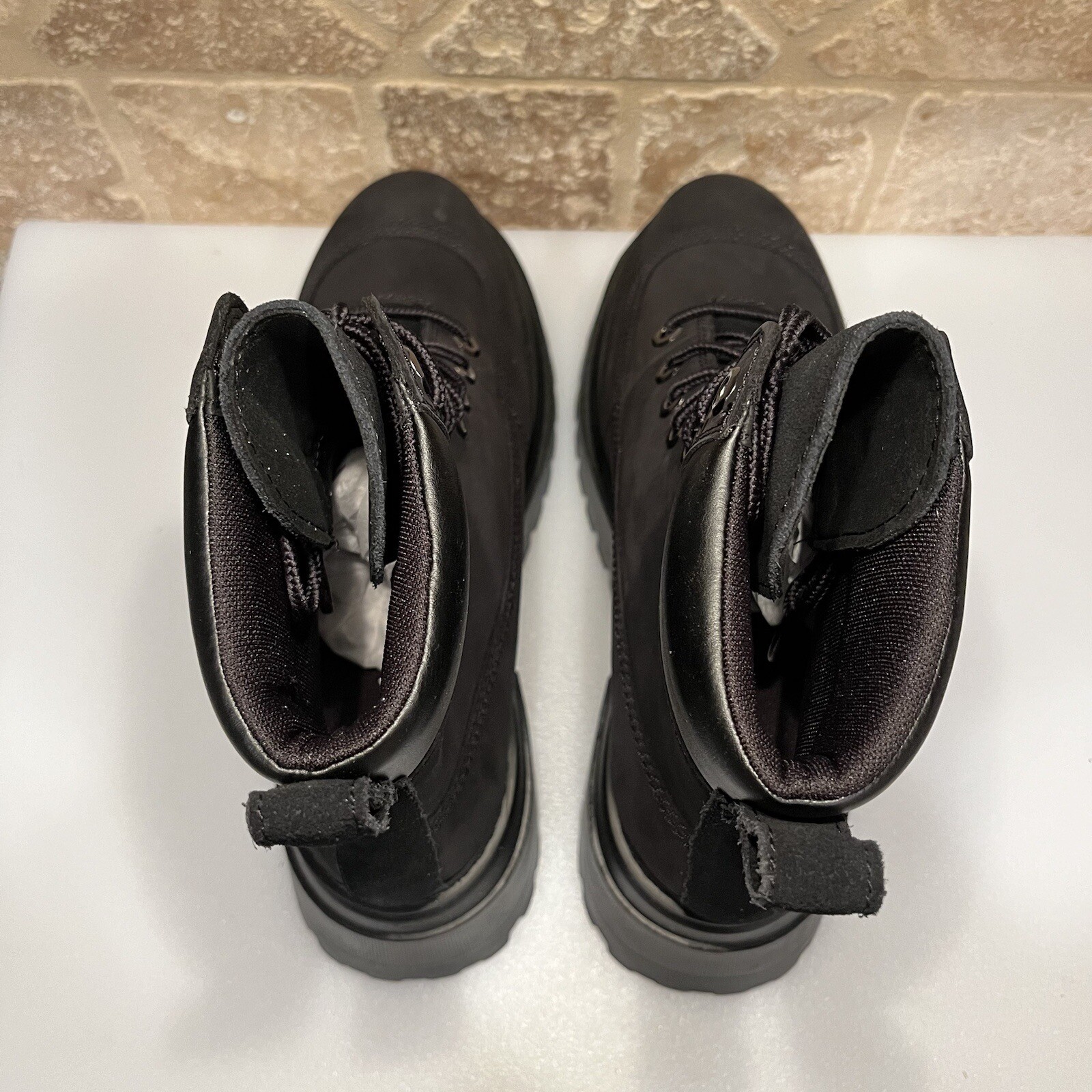 Timberland Sky 6 Inch Lace Up Platform Boots Black Nubuck Women 9.5 NIB TB0A428J