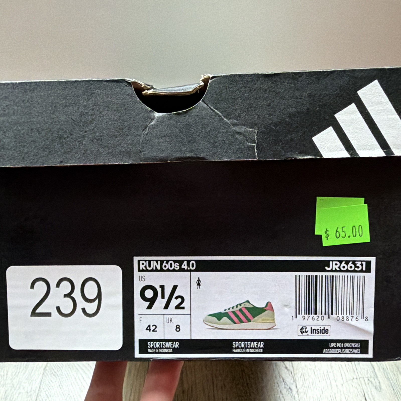 Adidas Run 60s 4.0 Women 9.5 Green Pink Vanilla Retro Running Shoes New JR6631