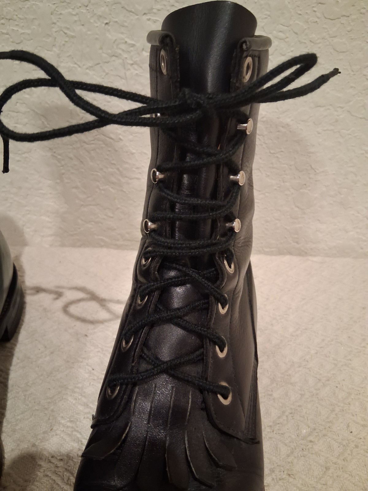 Justin L0506 Western Roper Kiltie Women Leather Black Boots Lace Up Size 6.5B