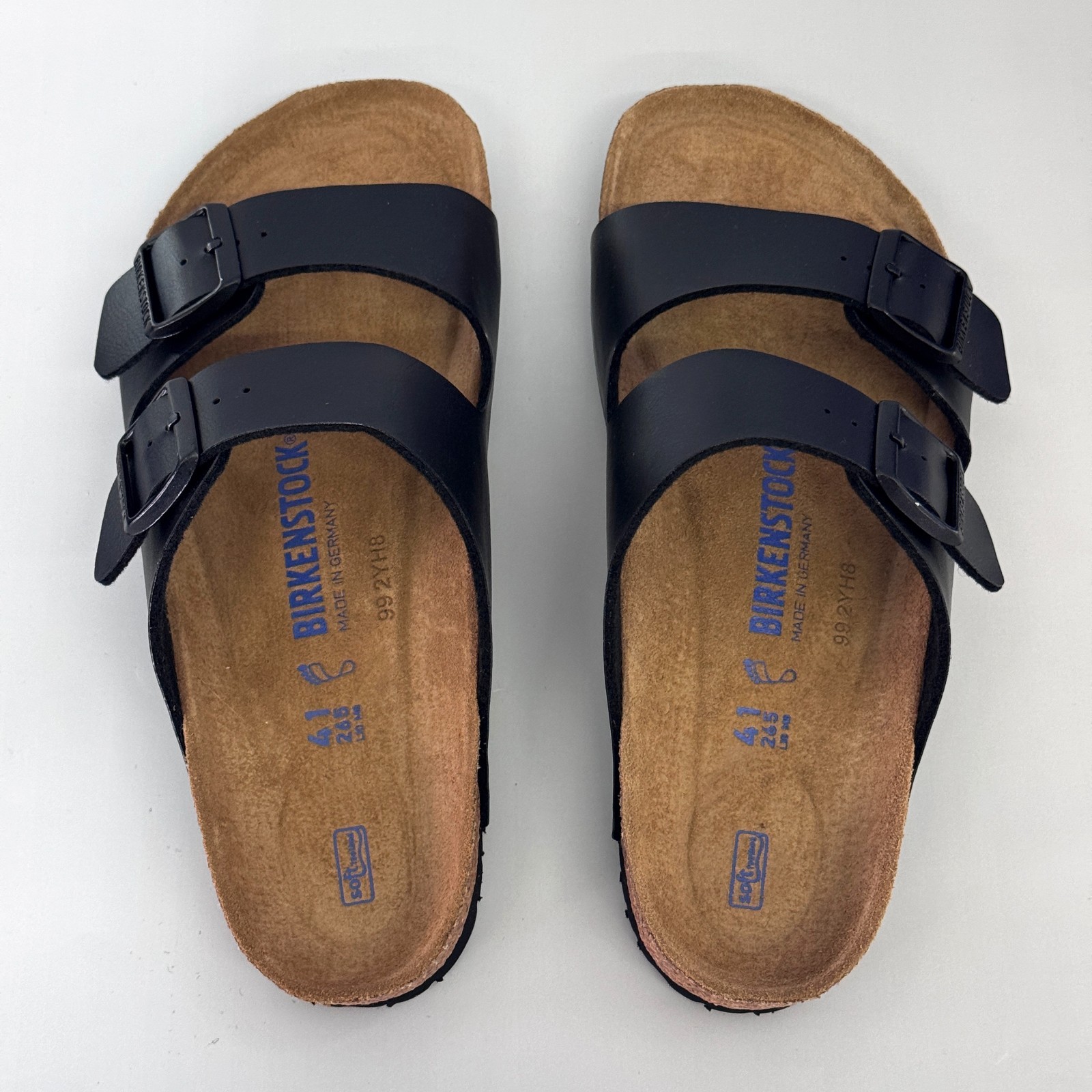 Birkenstock Arizona Soft Footbed Birko-Flor Black Two-Strap Sandals EU37-45