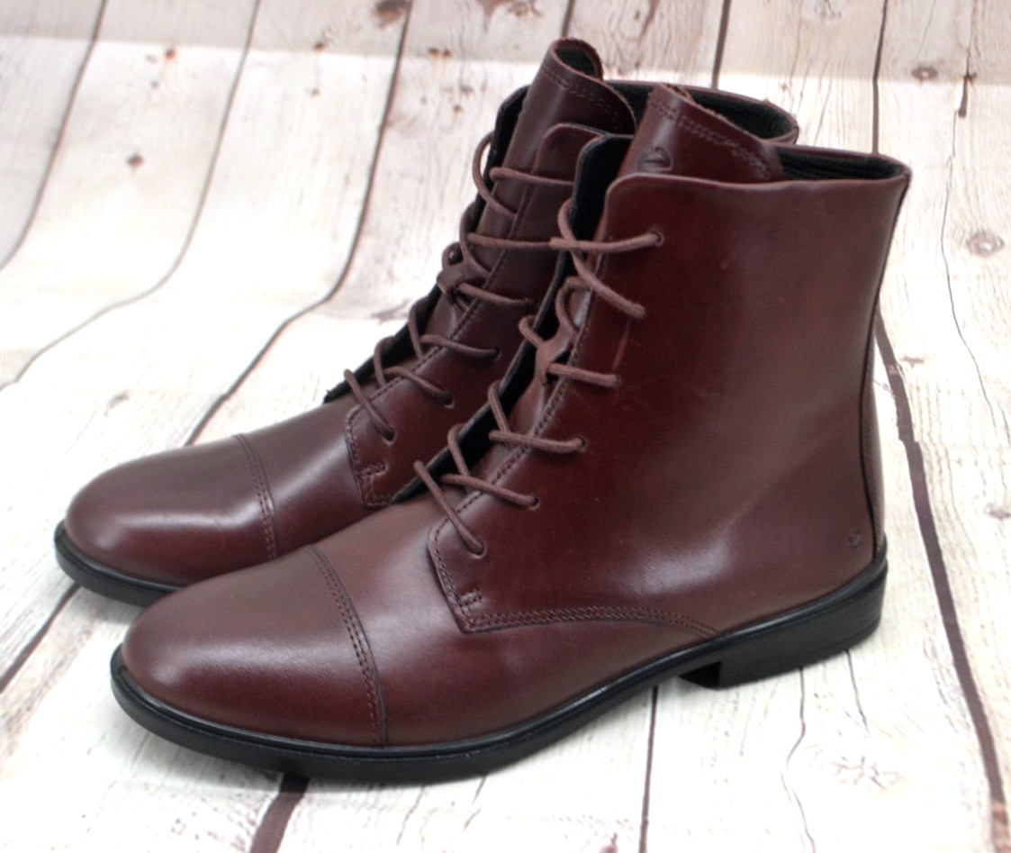 ECCO Women’s Touch 15 Lace Up Combat Style Boots SIZE 8-8.5 (39) Brown Leather