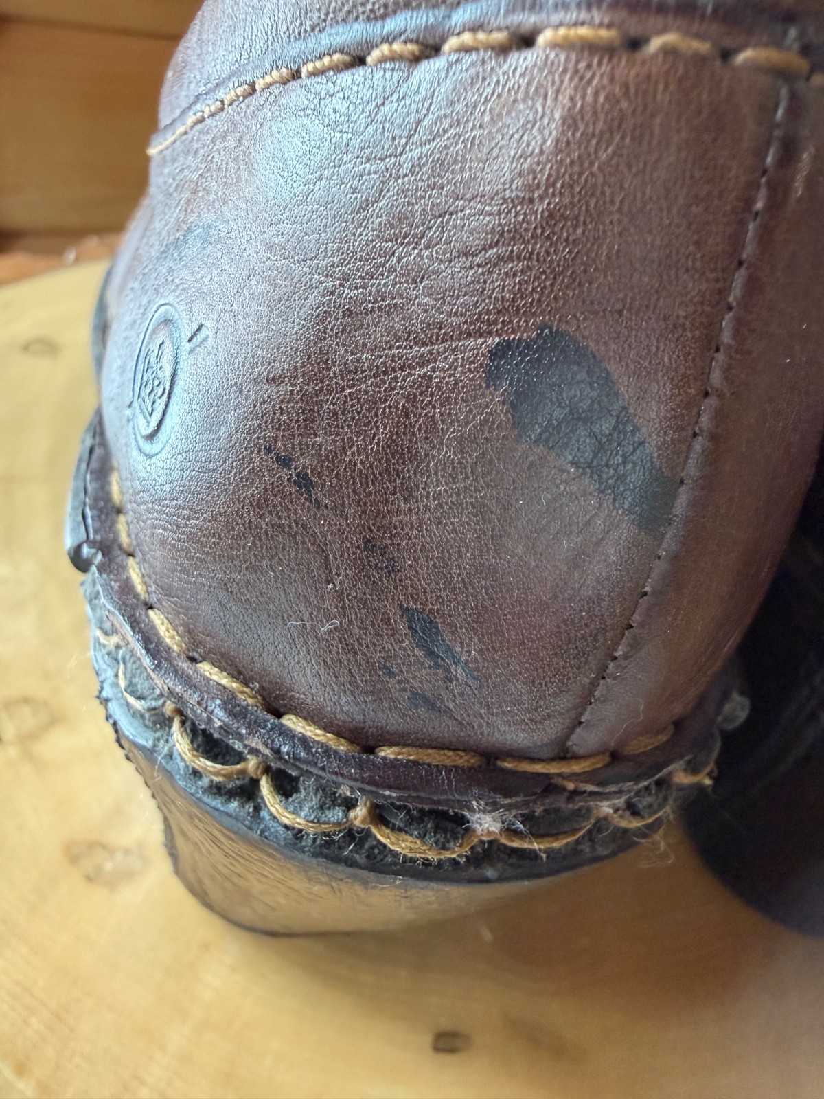 BORN Brown Leather Covered Wedge Heel Shoes. Size 9.5 /41 See Description