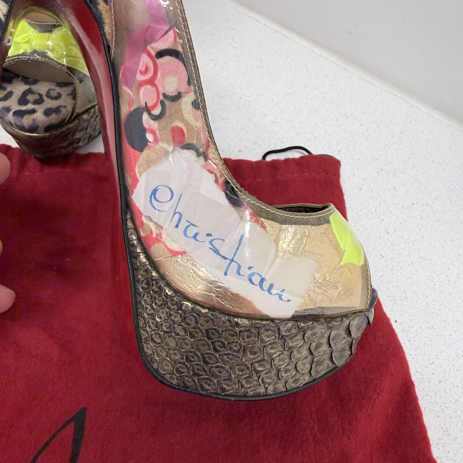 Christian Louboutin Trash Collage Leopard Slingbacks Heels 35/35.5 (US 5/5.5)