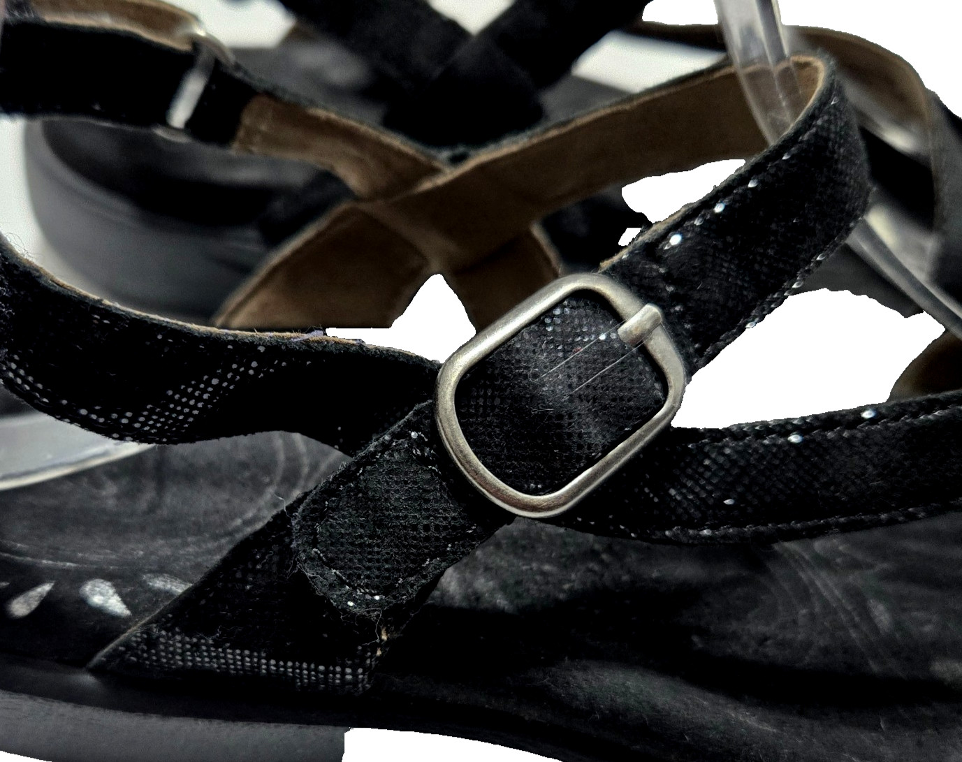 Taos Trophy 2 Sandals US 9 Black Shimmer Leather Strappy Classic Comfort Travel