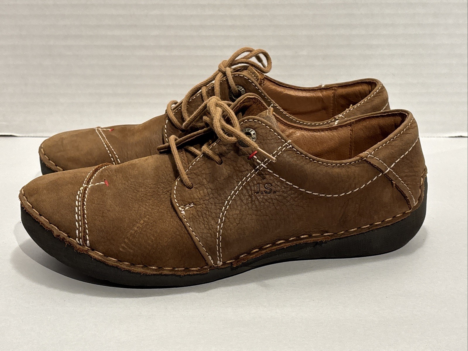 Josef Seibel US 6.5 Tan Loafer Shoes Womens Suede Lace Up Casual Comfort Flats