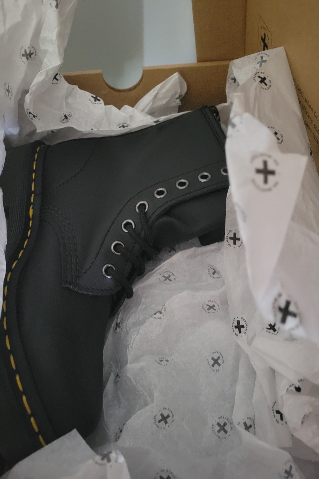 Dr. Martens 1460 Black Leather Combat Utility Boots W5 Lace Up 8 Eye New NIB