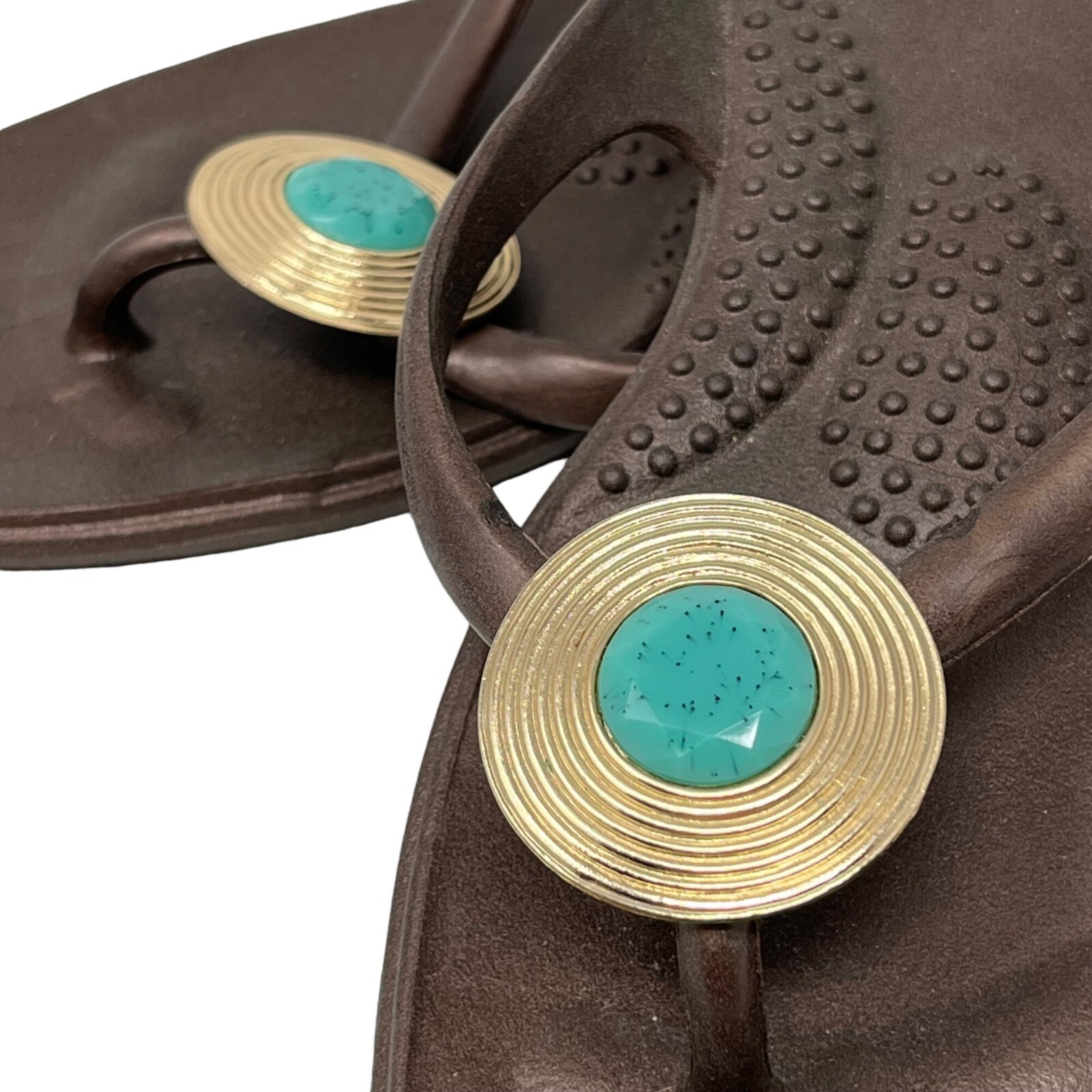 Okabee Oka B USA Brown Gem Sandal Flip Flop Size L (9-10)