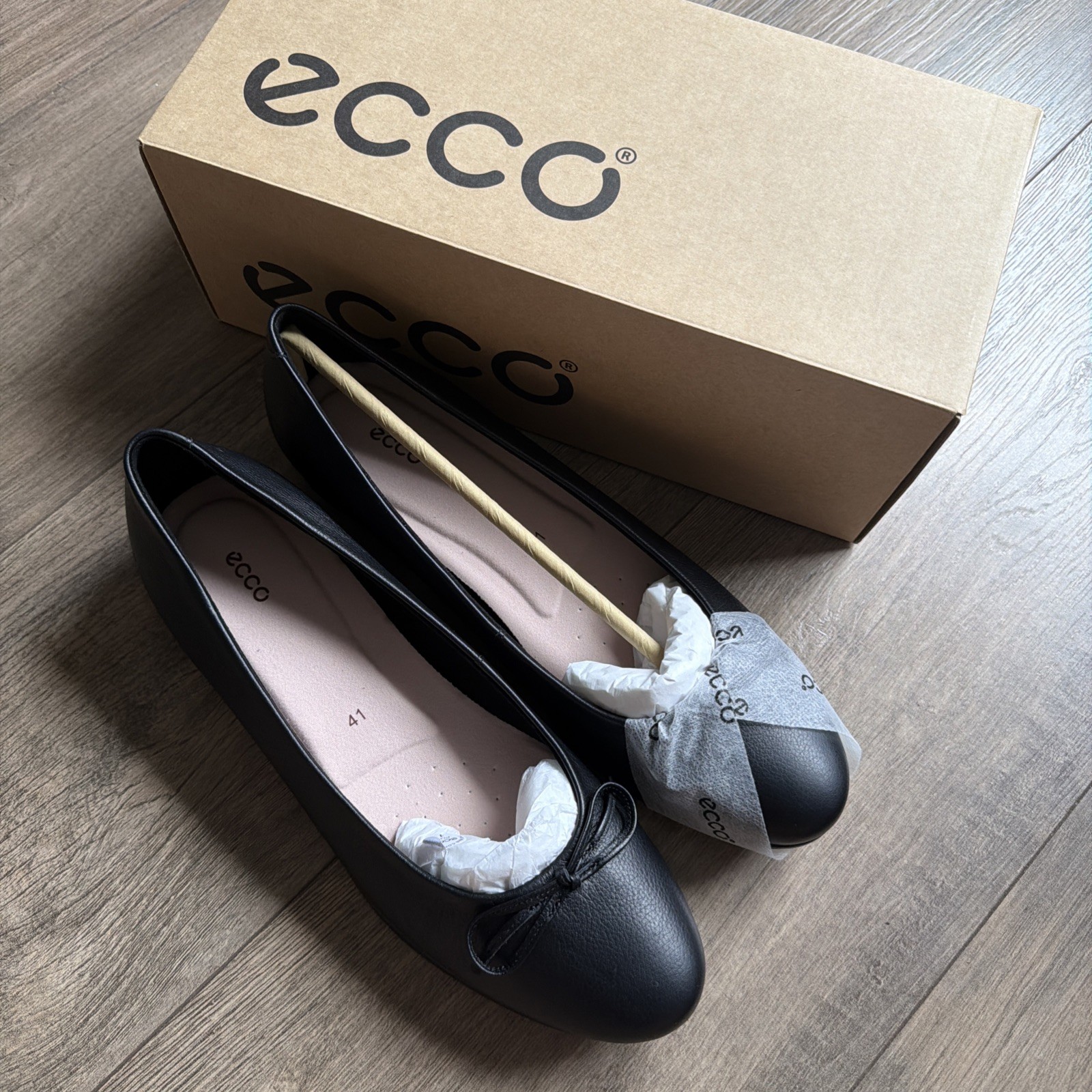 New ECCO TOUCH BALLERINA FLAT ARTICLE 271713 Black 11001 | SIZE 10-10.5 US EU 41