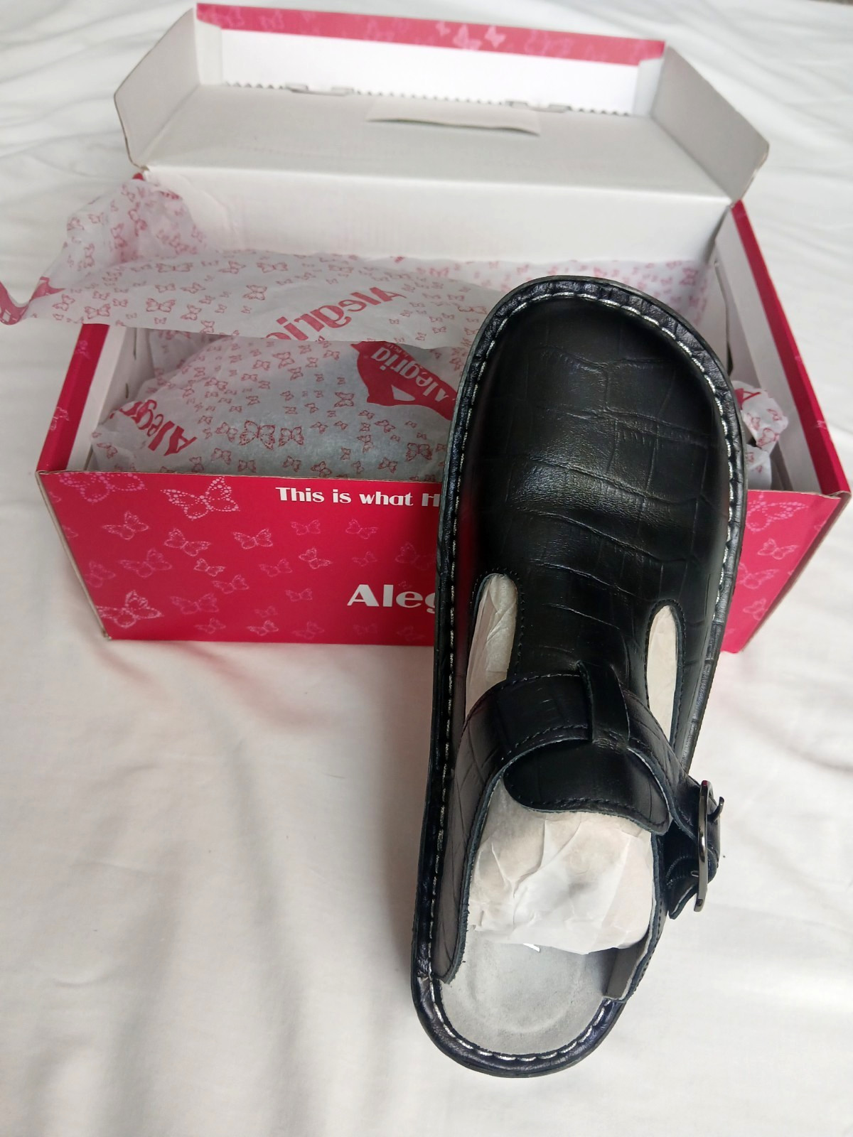 Alegria Classic Clog Women 37 US 6.5-7 Black Leather Color Open Back NWB
