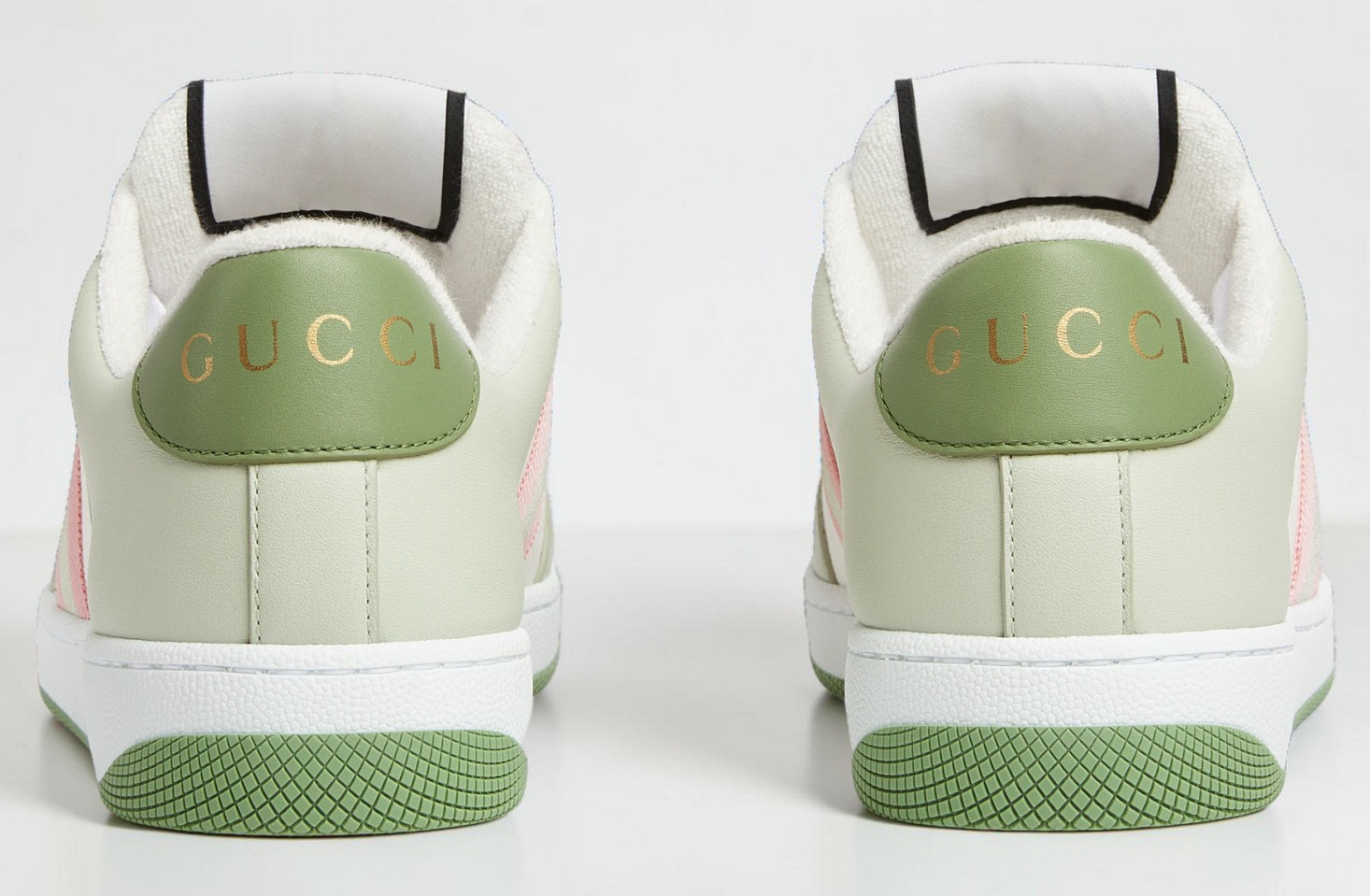 NIB Gucci Screener GG Canvas Leather Green White Sneakers EU38 US8 Authentic