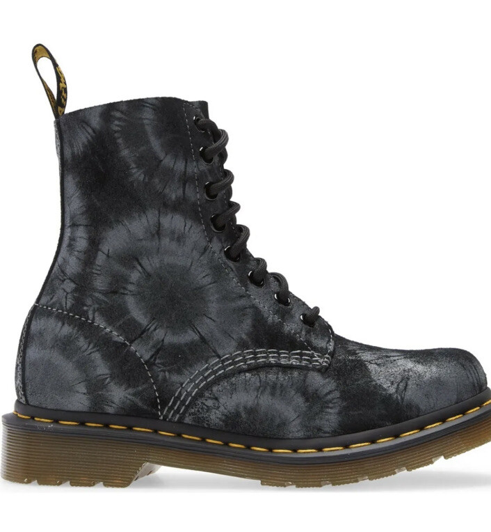 NWB Dr. Martens 1460 Pascal 8-Eye Lace Black Grey Tie Dye Suede Boot sz 5 EU 36