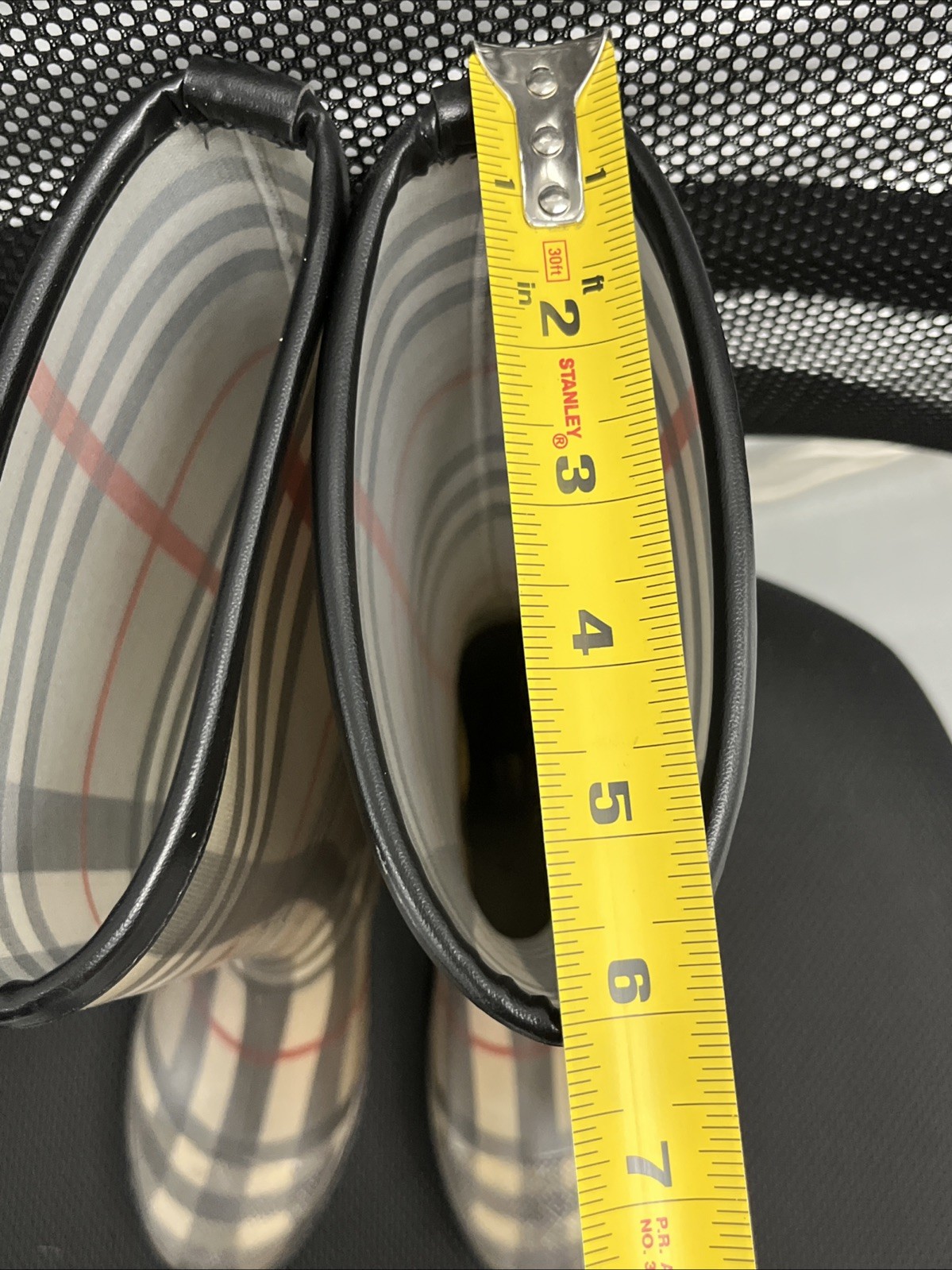 Burberry Nova Check Rubber Rain Boots (4 US, 37 EUR)