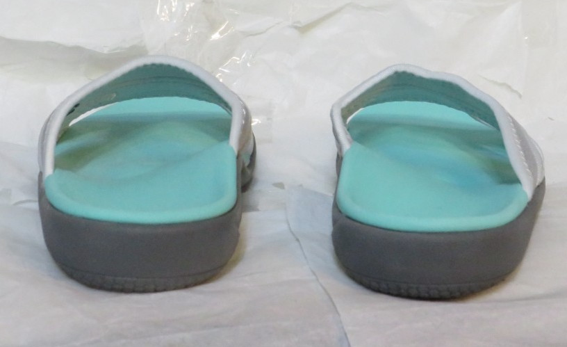 SPENCO WOMENS US 6.5 B SLIDE SANDAL TEAL SILVER NEW NWOT