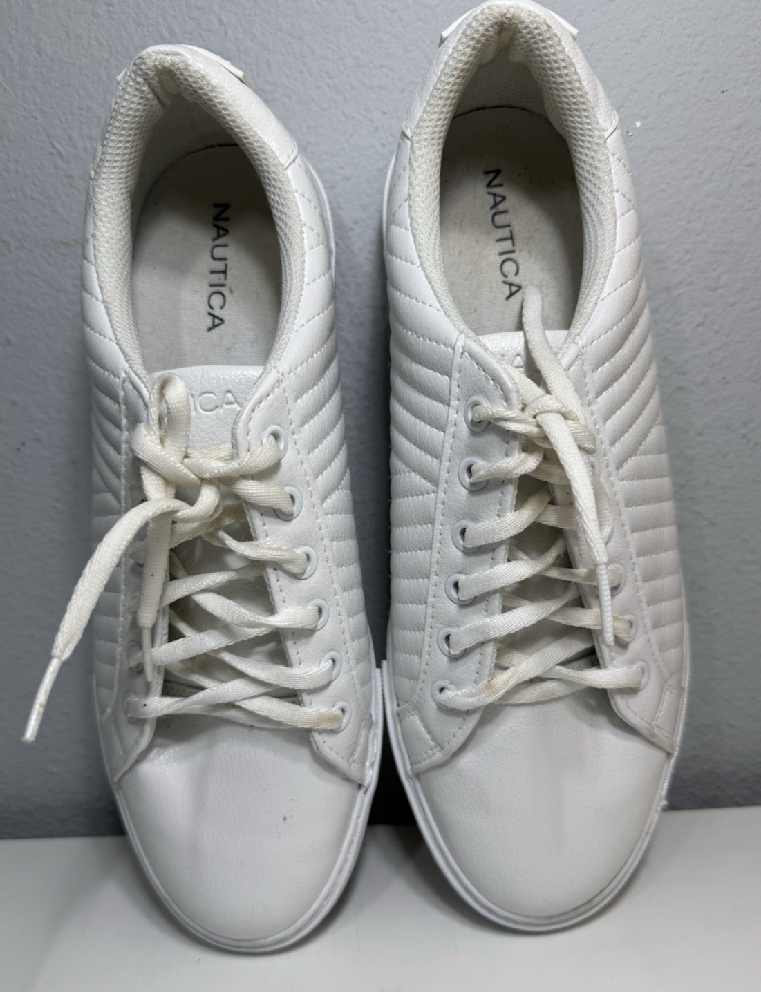 Women’s Nautica Jamila JW2015 White Quilted Lace Up Casual Sneakers Size 10