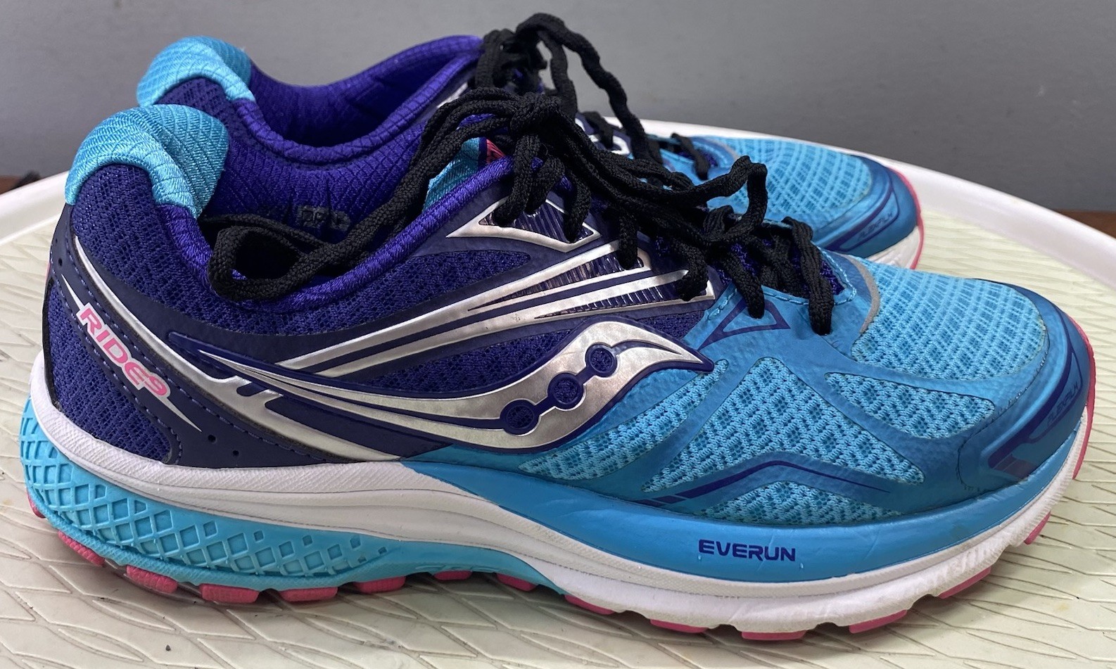 Saucony Everun Ride9 Womens Blue&Purple Running Sneakers 8mm Offset Sz.7