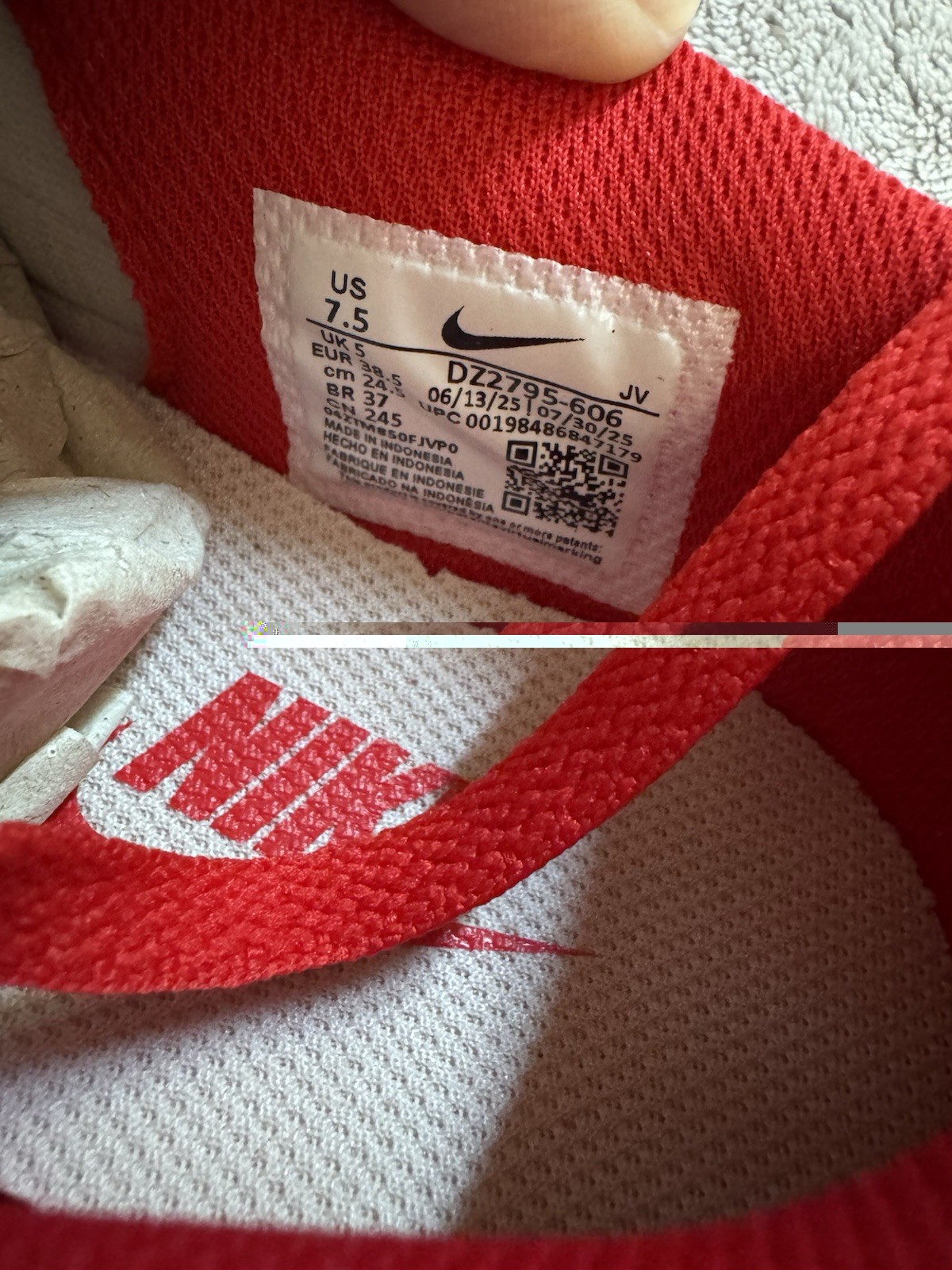 Nike Cortez Picante Red White Lace Up Casual Sneakers DZ2795-601 Women Size 7.