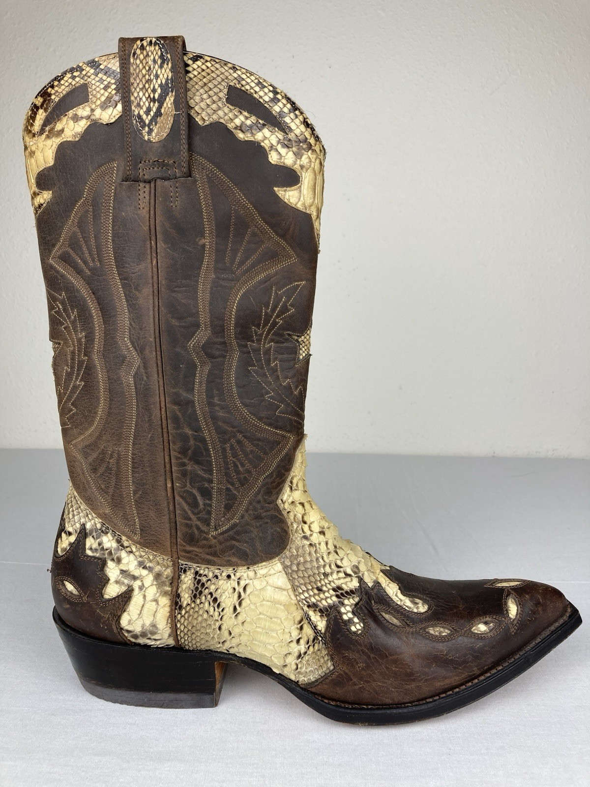 MEXICANA X MONTANA SNAKESKIN & LEATHER WESTERN BOOTS STITCHED WOMENS 9 D WIDE A+