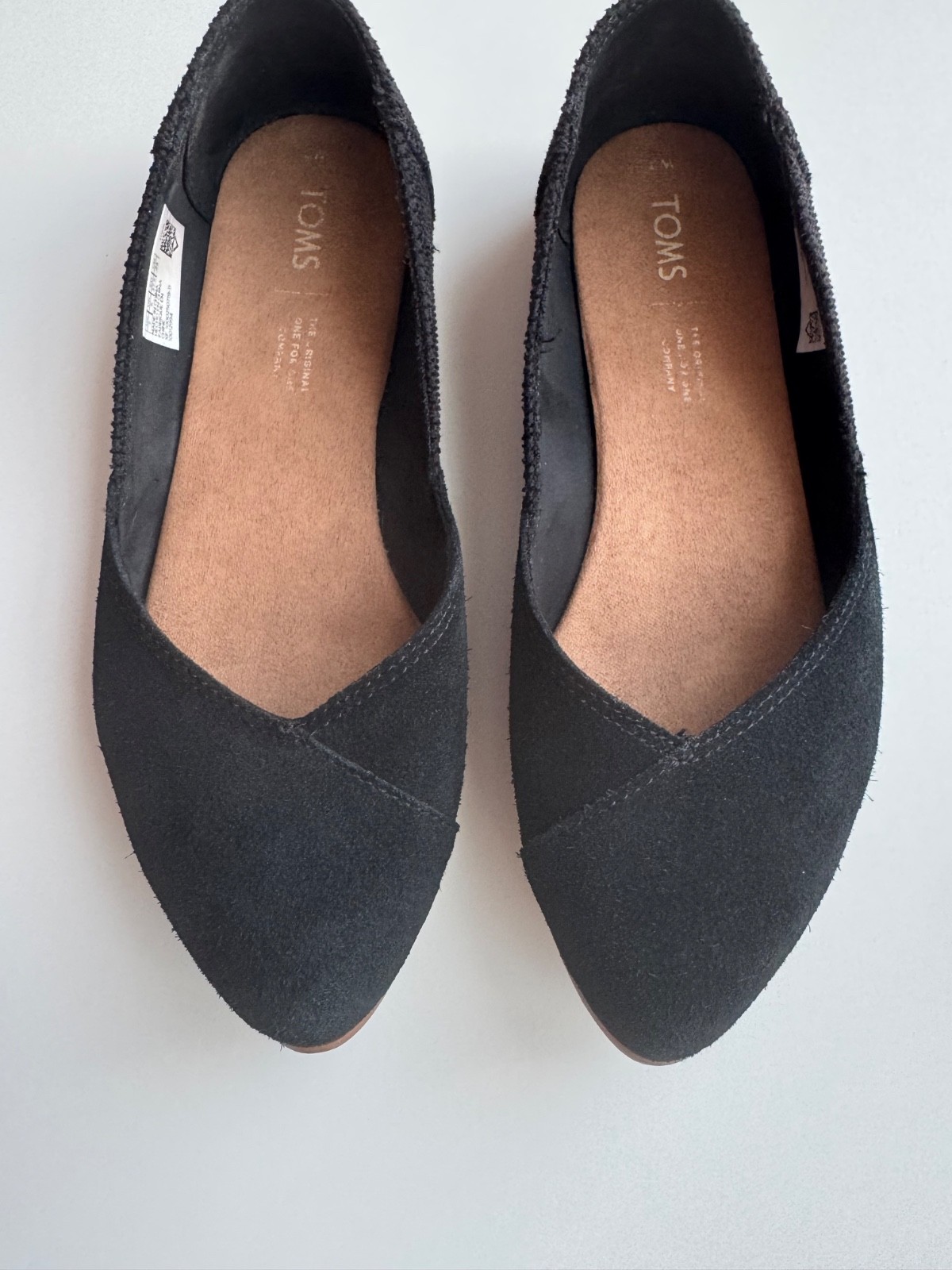 TOMS Womens Black Faux Suede Textile Slip On Pointy Toe Comfort Flats Shoes
