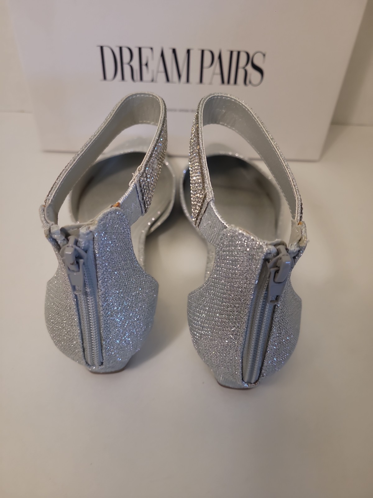 NEW Pointy Closed Toe Ankle Strap Ballet Flat Shoe Ballerina Vegan Suede Shimmer