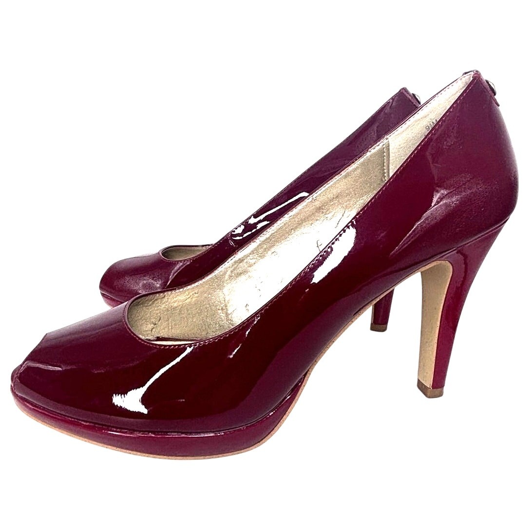 Anne Klein iflex Heels Womens Sz 9.5 Candy Apple Red Patent Leather Platform