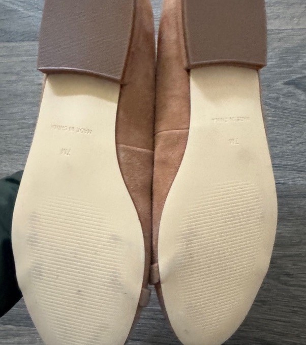 Talbots Tan Suede Ballerina Flats Size 7 With Buckle Detail Minimalist Career
