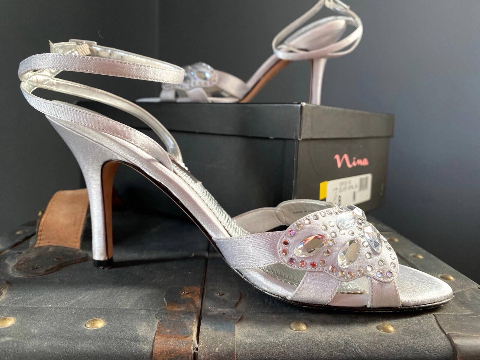 Nina Strappy Open Toe Heel Virtue Silver Jewels Royal 8M Wedding Birthday