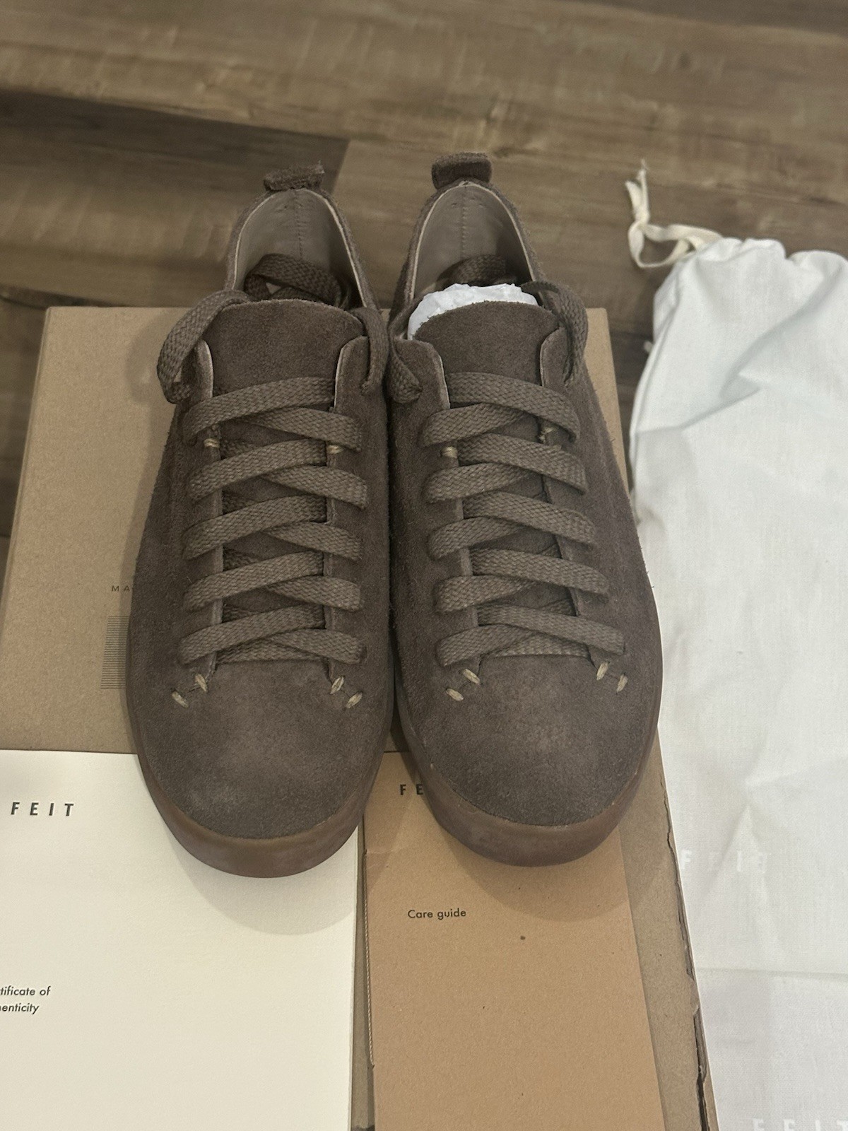 Feit Latex Low Suede Brown Sneakers Sz 35 US Women’s 5 Made In Italy NIB