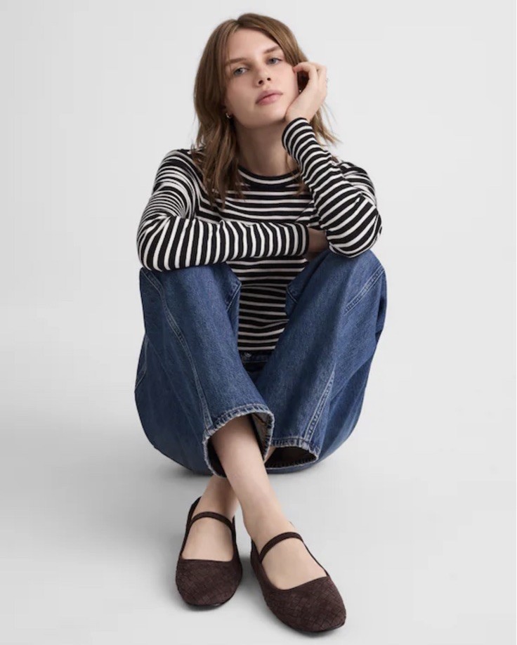 Madewell The Greta Ballet Flats Dark Roast Brown Woven Suede Size 7