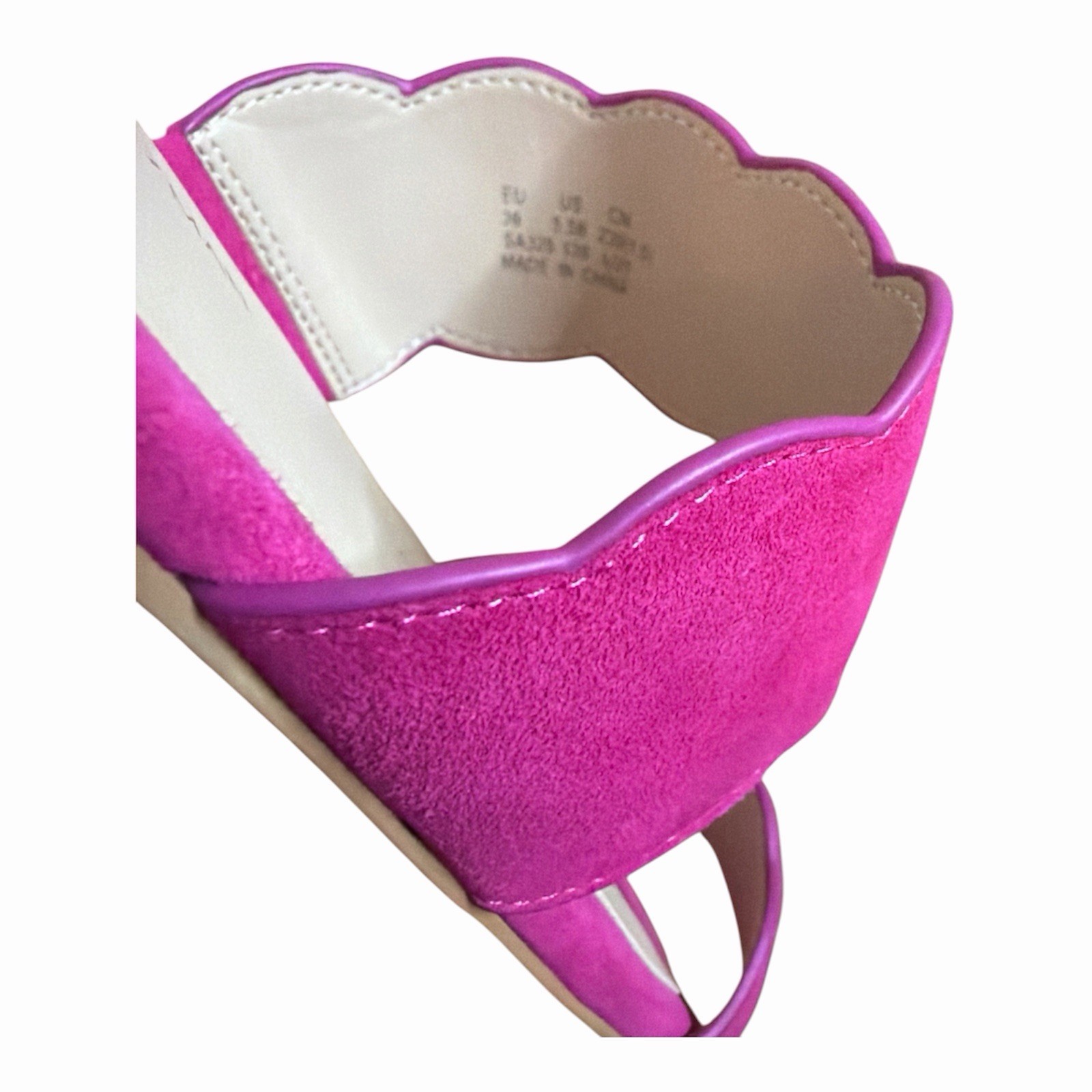 Stuart Weitzman Suede Slide Sandals Scalloped Strap Pink US 5.5 EU 36 NEW IN BOX
