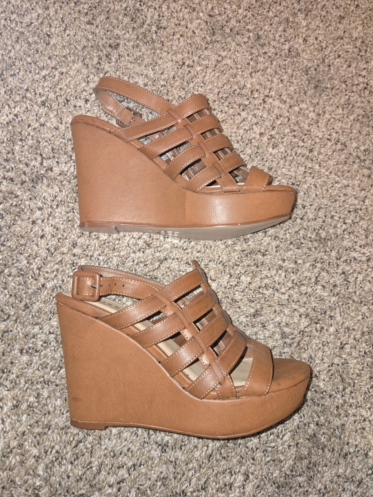 Torrid Brown Strappy Covered Platform Wedge Heel Shoe Size 10W/ NWOB