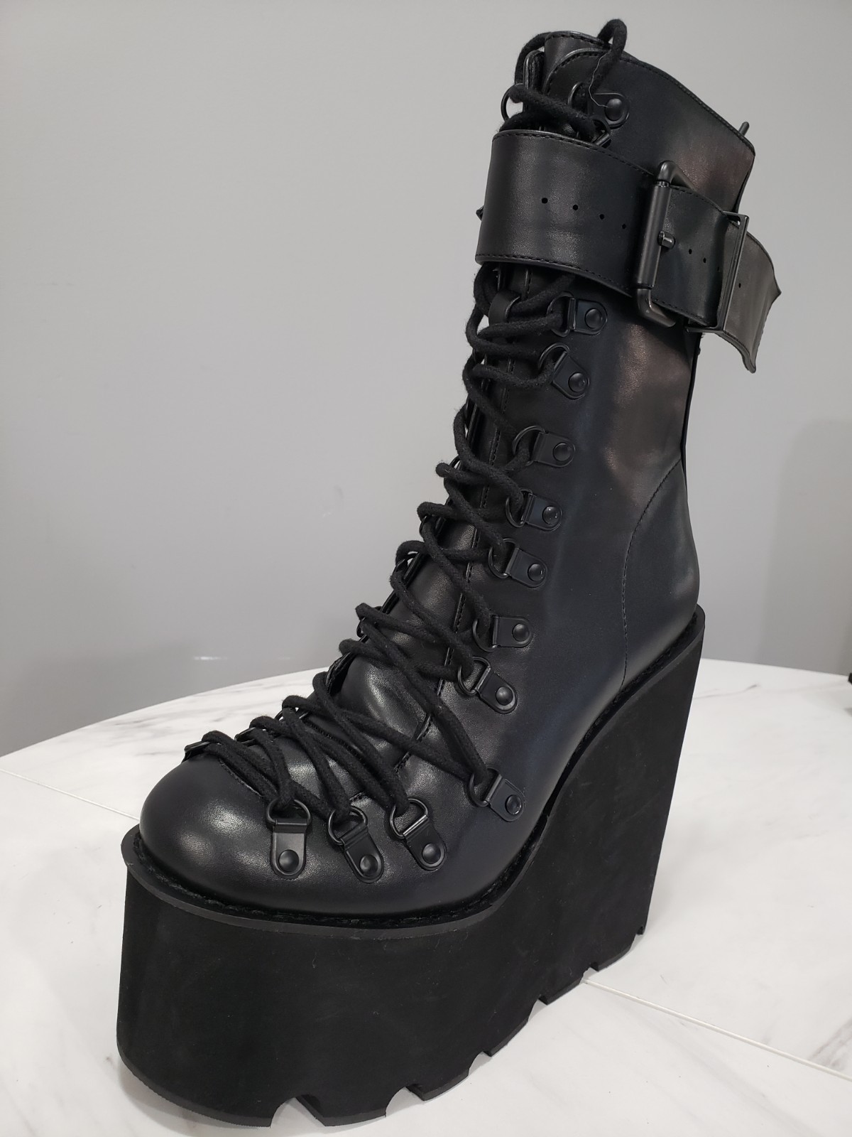 Current Mood by Dolls Kill Black Traitor Boots Size 7 gothic cybergoth rave