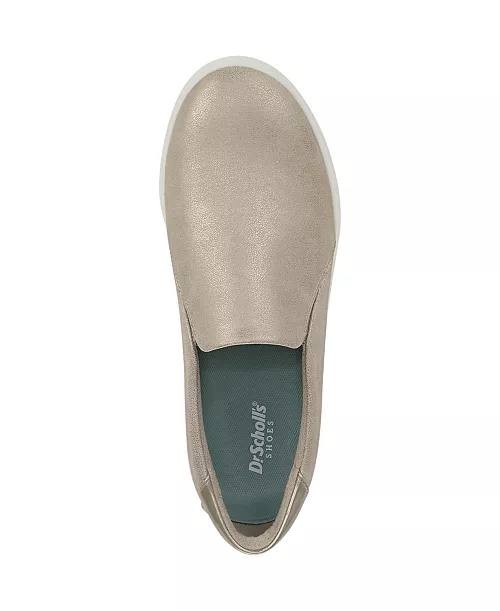 Dr Scholl’s Light Gold Faux Leather Slip On Sneakers 6M New Stylish Comfort