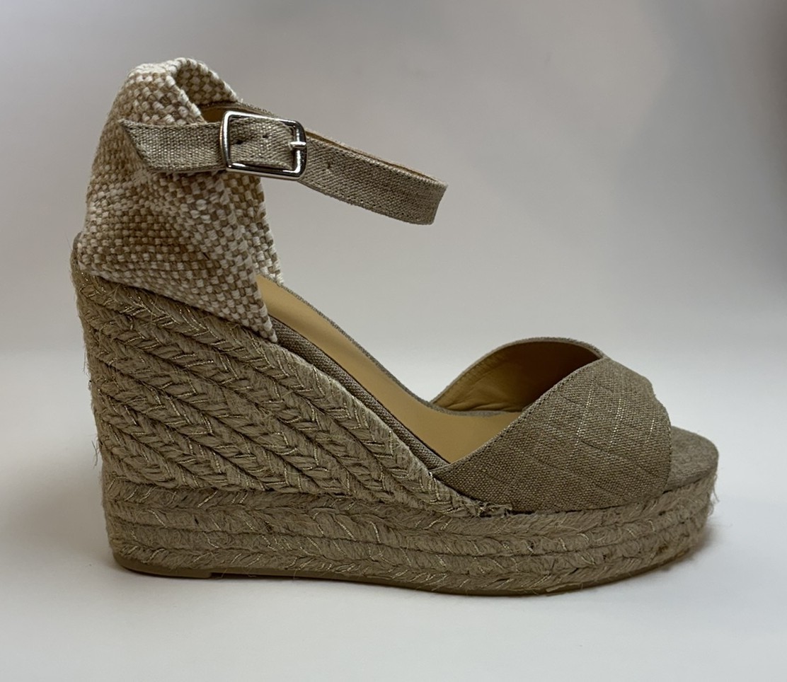 Castaner Blaudi Gold Women’s Platform Espadrille Wedge Sandals Size 38 NIB