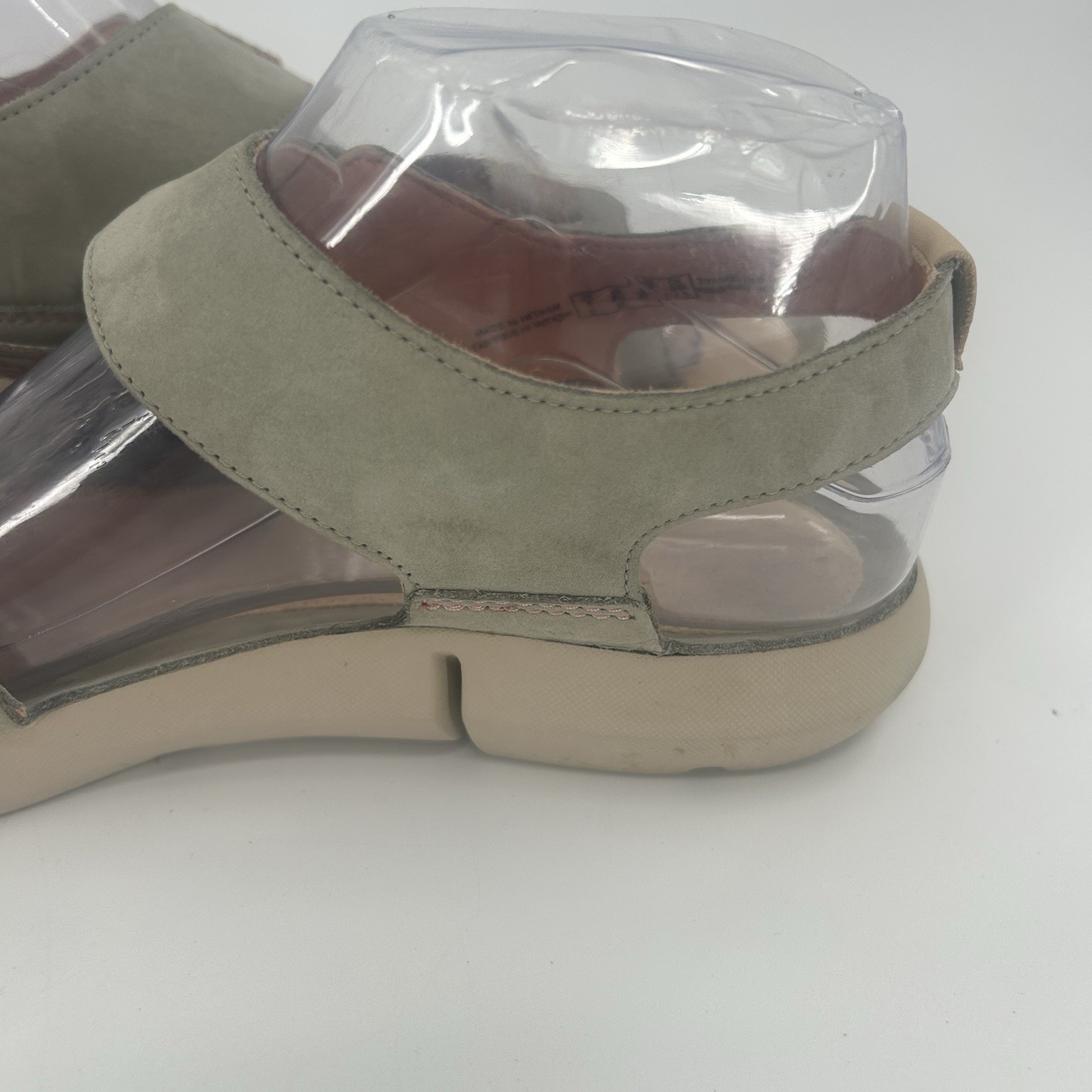Clarks Womens Tri Clover Sandal Sage Green Nubuk Leather Sz 8.5 M Fast Shipping