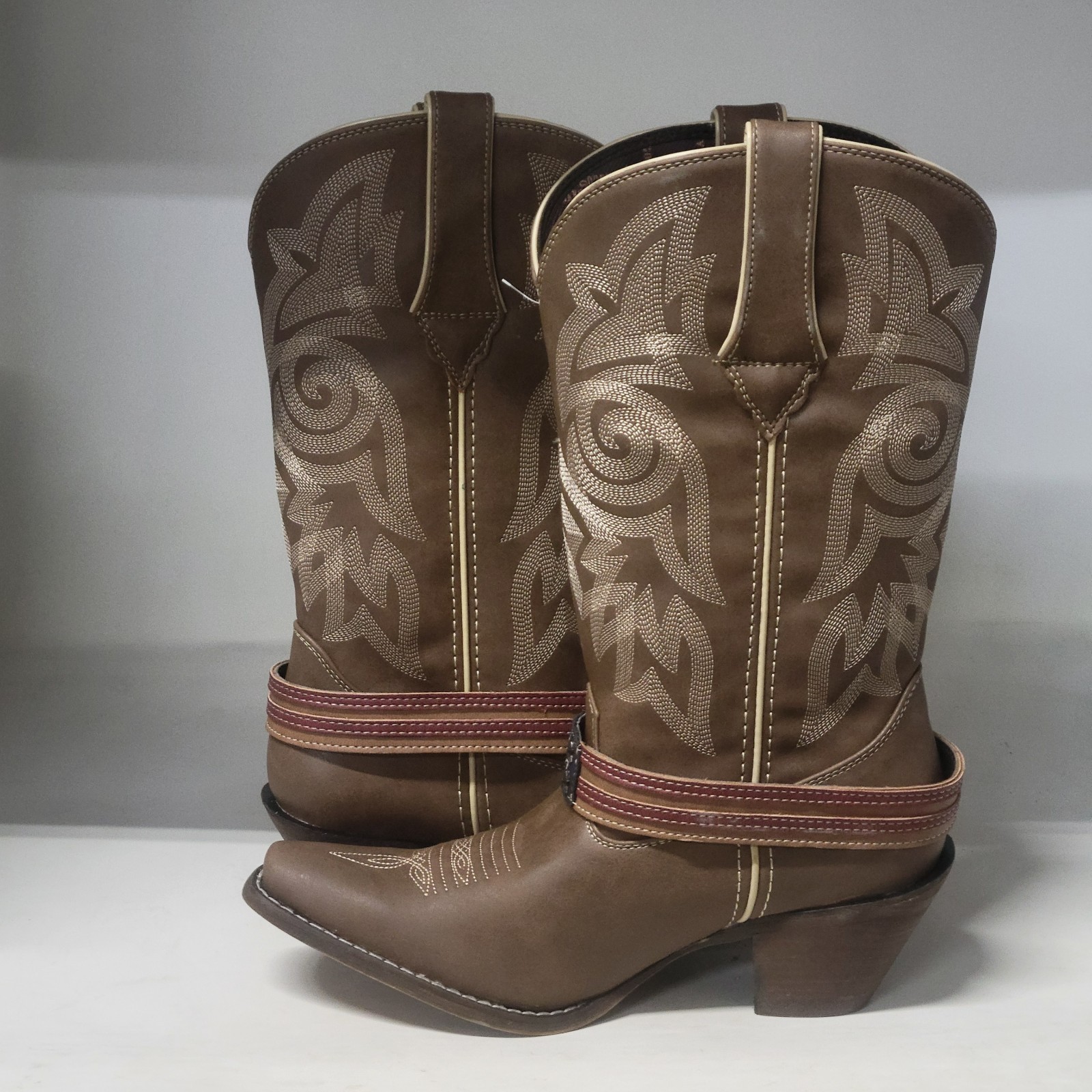 Durango 12″ American Flag Buckle Western Boot Tan Women Size 8.5M