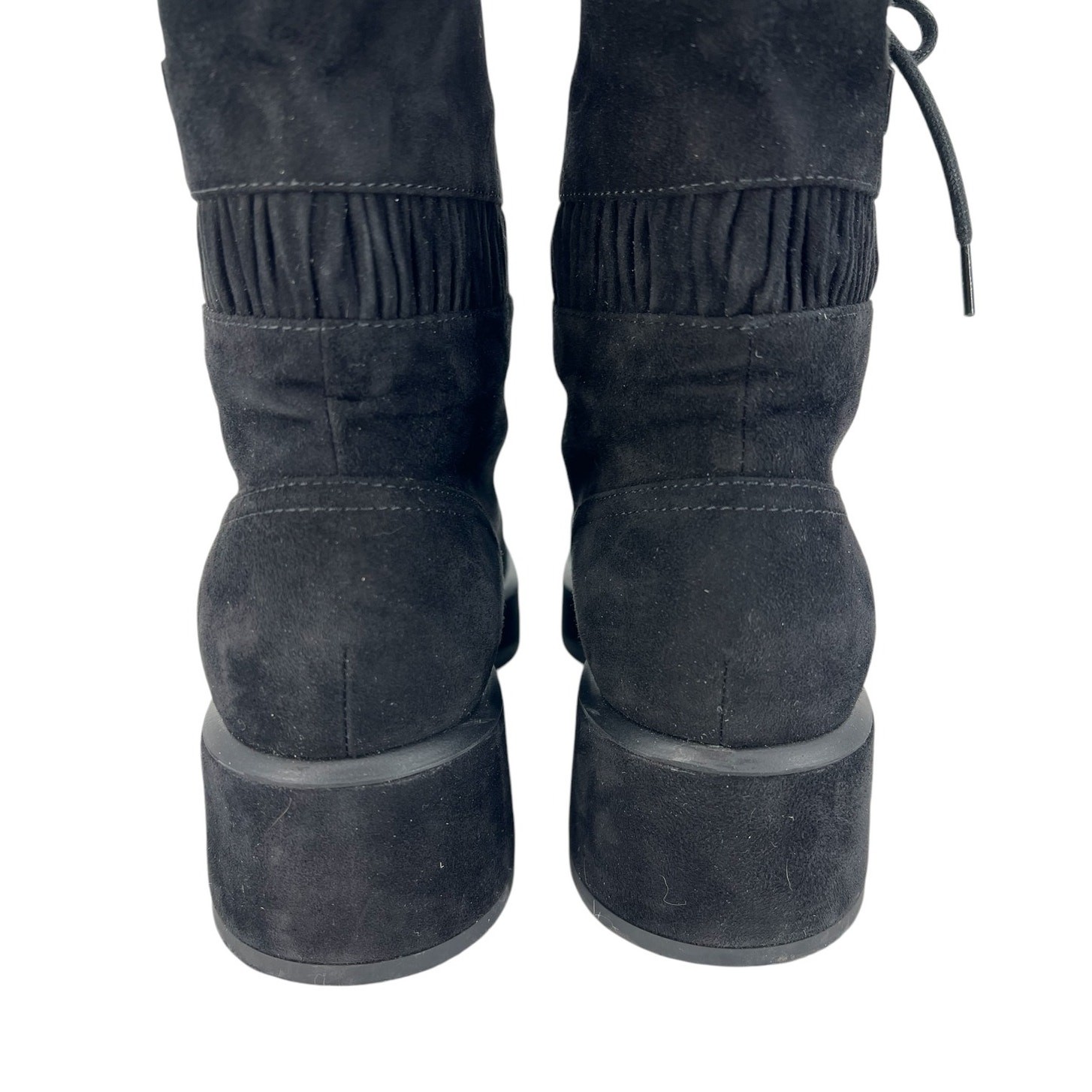 Chanel CC Suede Quilted Lace Up Combat Cap Toe Boots in Black Size 37.5