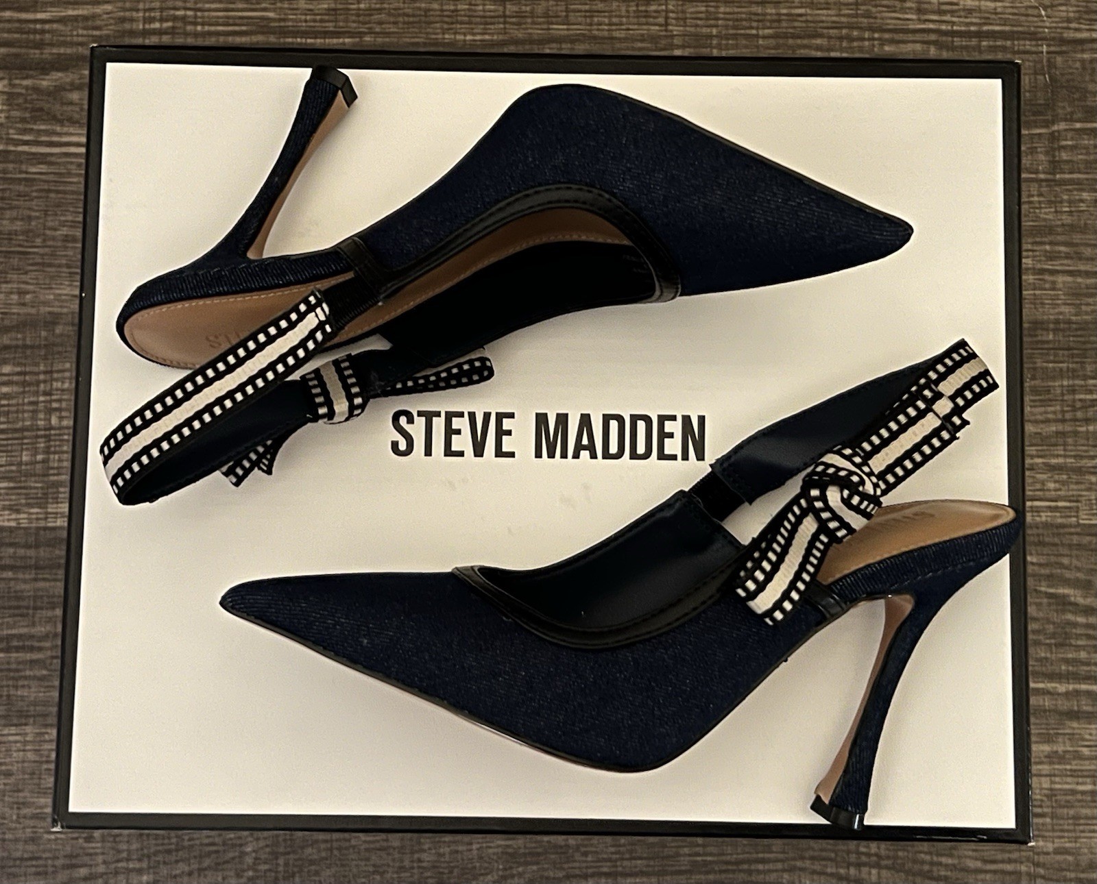 Steve Madden Women’s Bri Dark Denim Design Heels Size-6.5