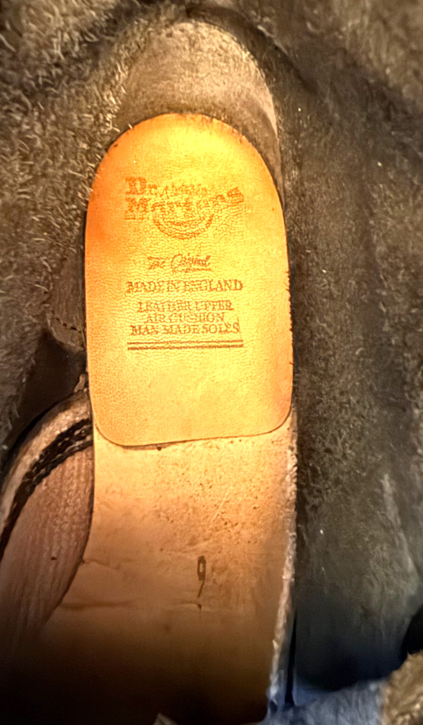 Vintage Dr. Martens 20-Hole Lace up Boots Made In England Grunge Goth US 8 W/7M